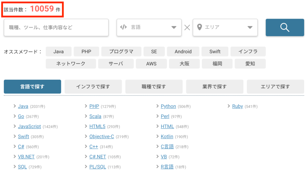レバテックフリーランス 案件数